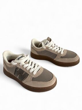 Woden Men’s Mesh & Suede Sneakers in Taupe and Dark Brown